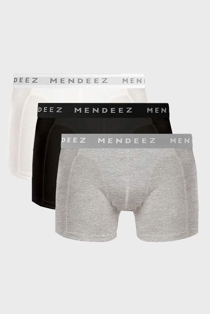 Jacquard Boxer Briefs - Pack of 3 (Black, Heather Grey, White) - Mendeez PK