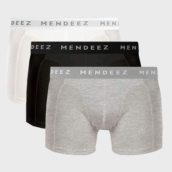 Jacquard Boxer Briefs - Pack of 3 (Black, Heather Grey, White) - Mendeez PK