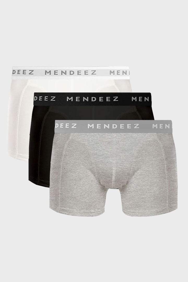 Jacquard Boxer Briefs - Pack of 3 (Black, Heather Grey, White) - Mendeez PK