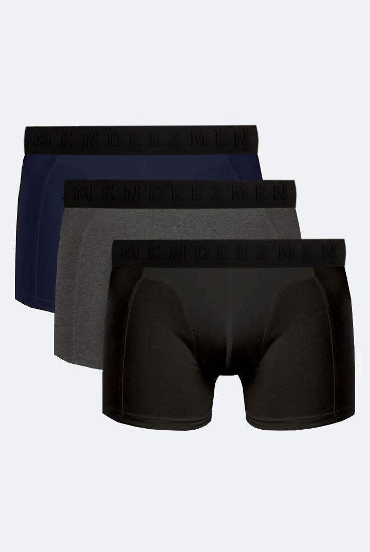 Boxer Briefs - Black, Charcoal Grey & Navy Blue Pack Of 3 - Mendeez