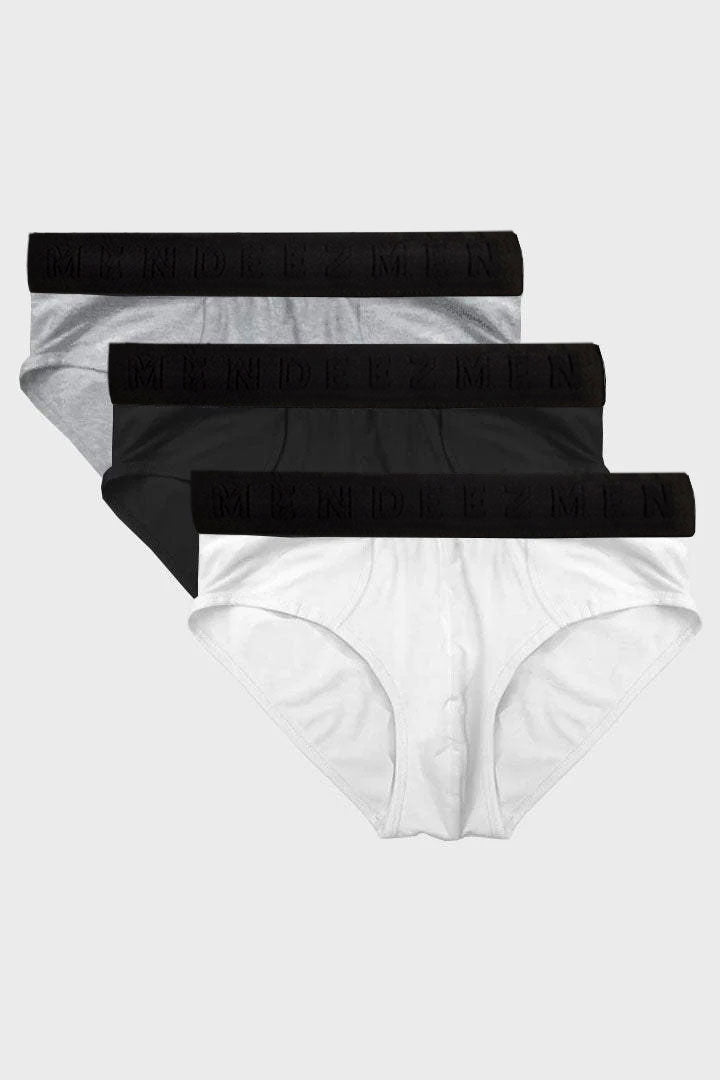 Briefs - White, Heather Grey & Black Pack Of 3 - Mendeez