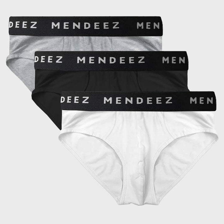 Briefs - White, Black & Heather Grey Pack Of 3 - Mendeez