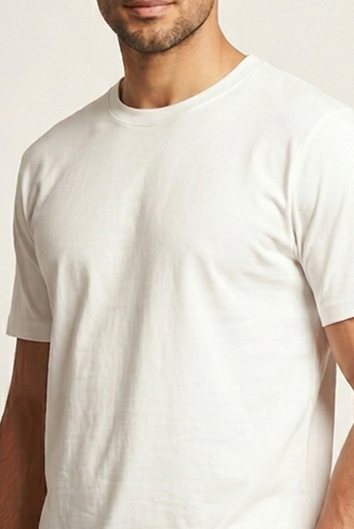 Crew Neck T-Shirt - White - Mendeez