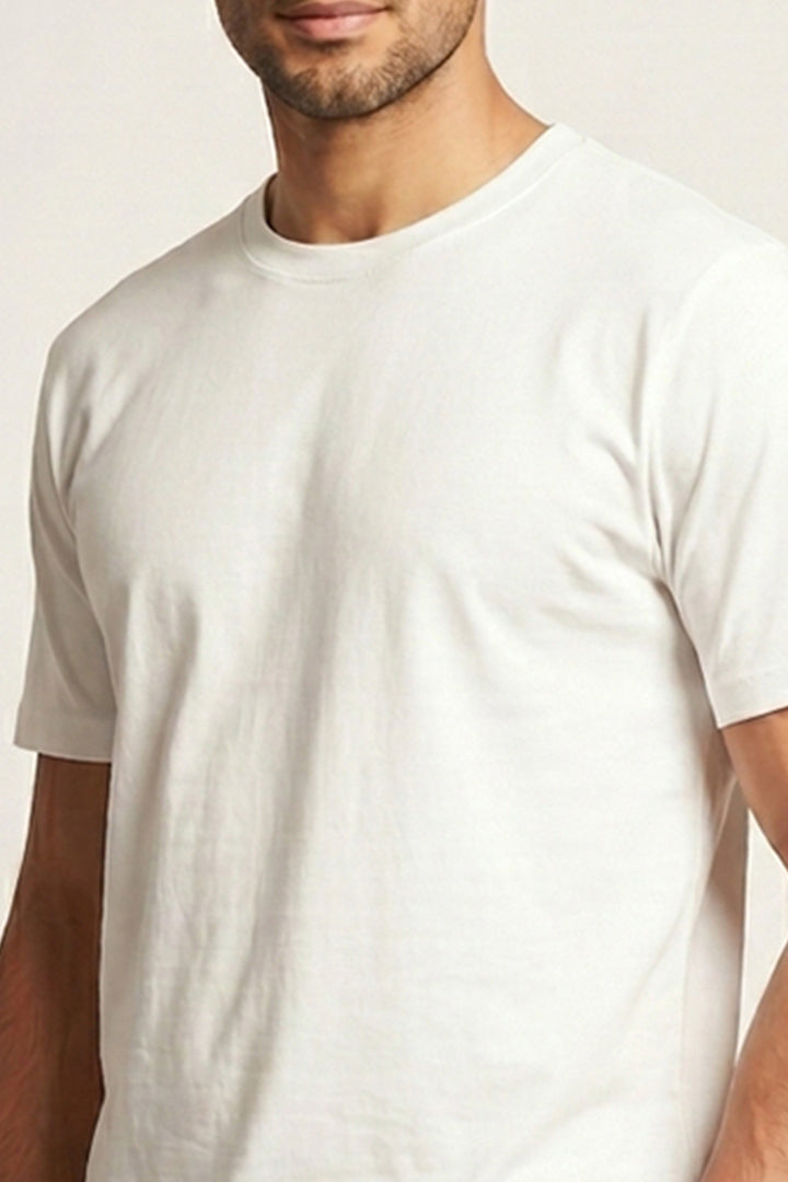 Crew Neck T-Shirt - White - Mendeez