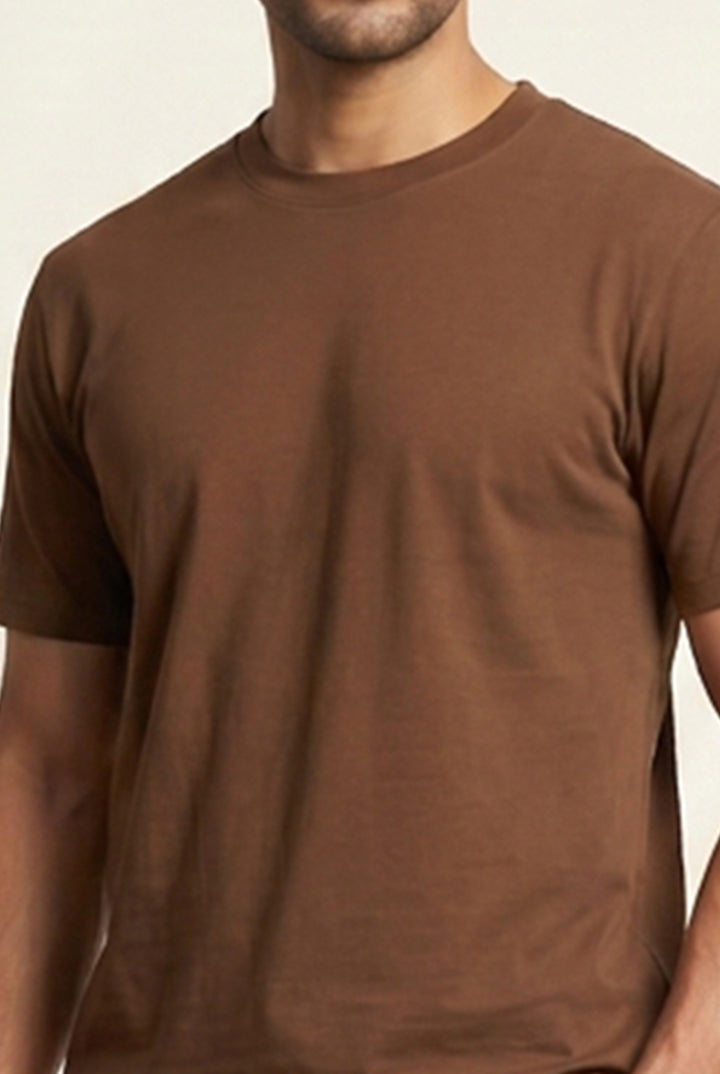 Crew Neck T-Shirt - Brown - Mendeez
