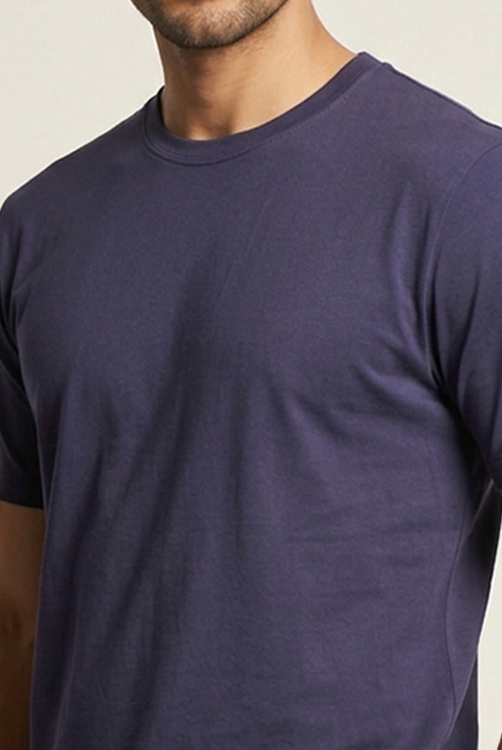 Crew Neck T-Shirt - Navy Blue - Mendeez