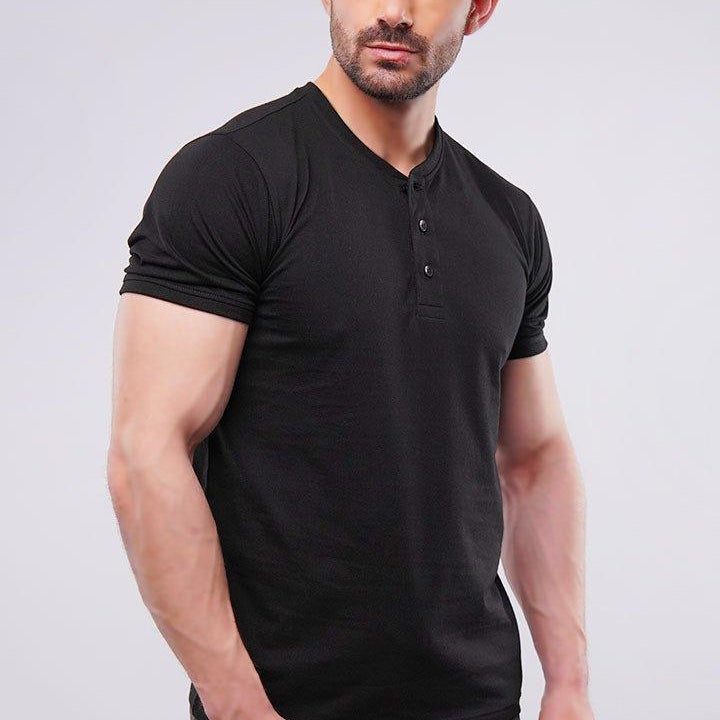 Basic Henley - Black - Mendeez PK