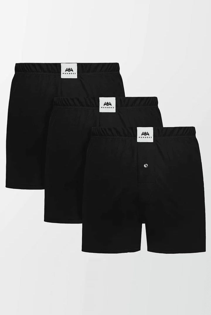 Jersey Boxer Shorts - Black Pack Of 3 - Mendeez