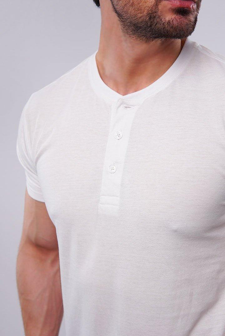 Basic Henley - White - Mendeez PK