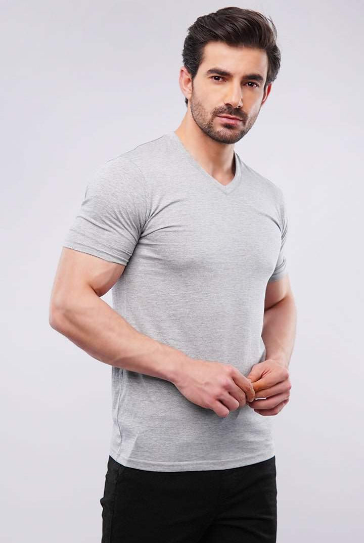 Basic V-Neck - Heather Grey - Mendeez PK