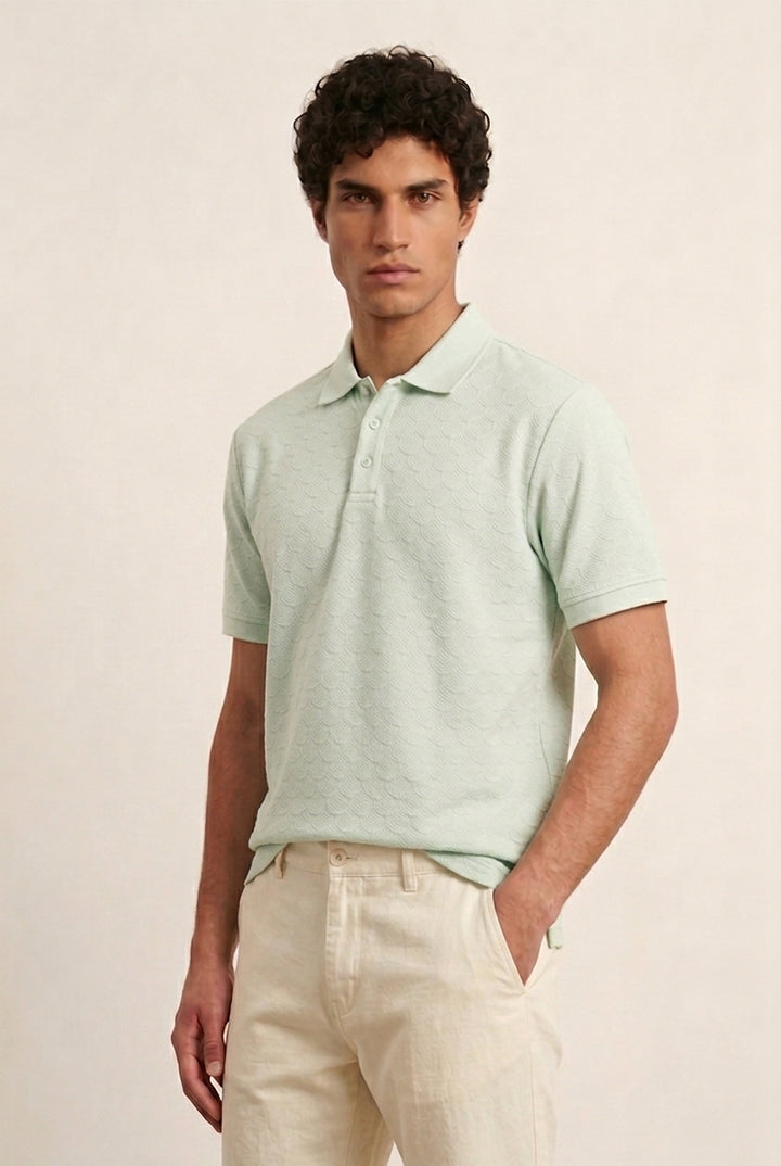 Jacquard Textured Polo - Mint Green - Mendeez