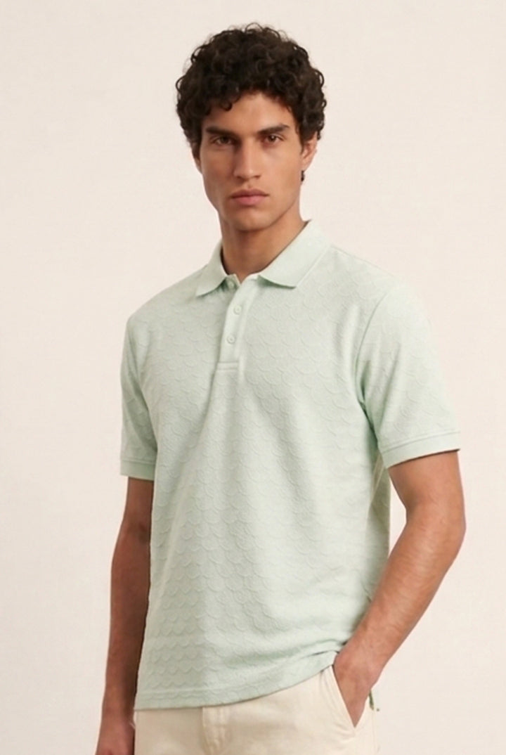 Jacquard Textured Polo - Mint Green - Mendeez