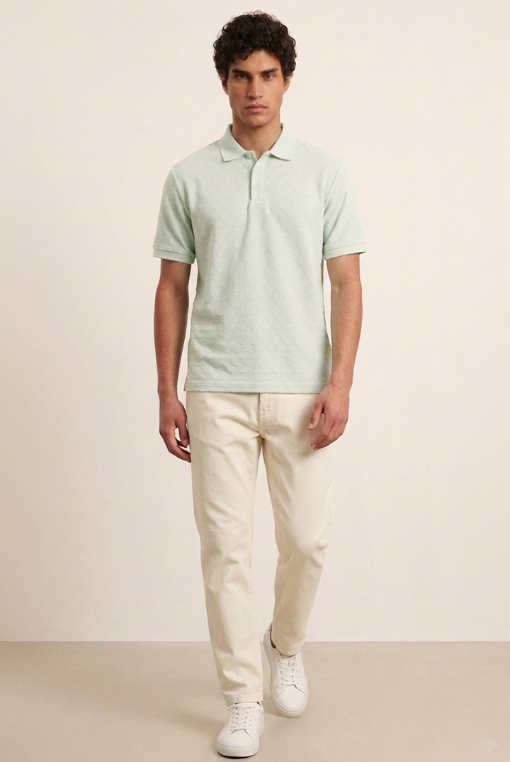 Jacquard Textured Polo - Mint Green - Mendeez