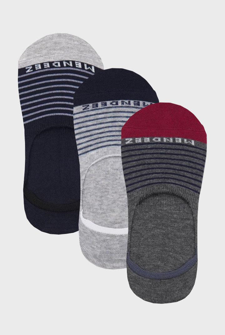 Sleek Stripe No Show Socks - 3 Pack - Mendeez PK