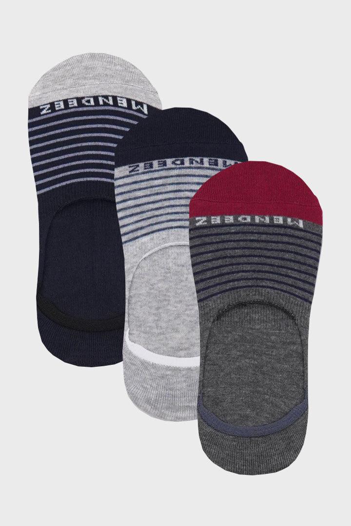 Sleek Stripe No Show Socks - 3 Pack - Mendeez PK