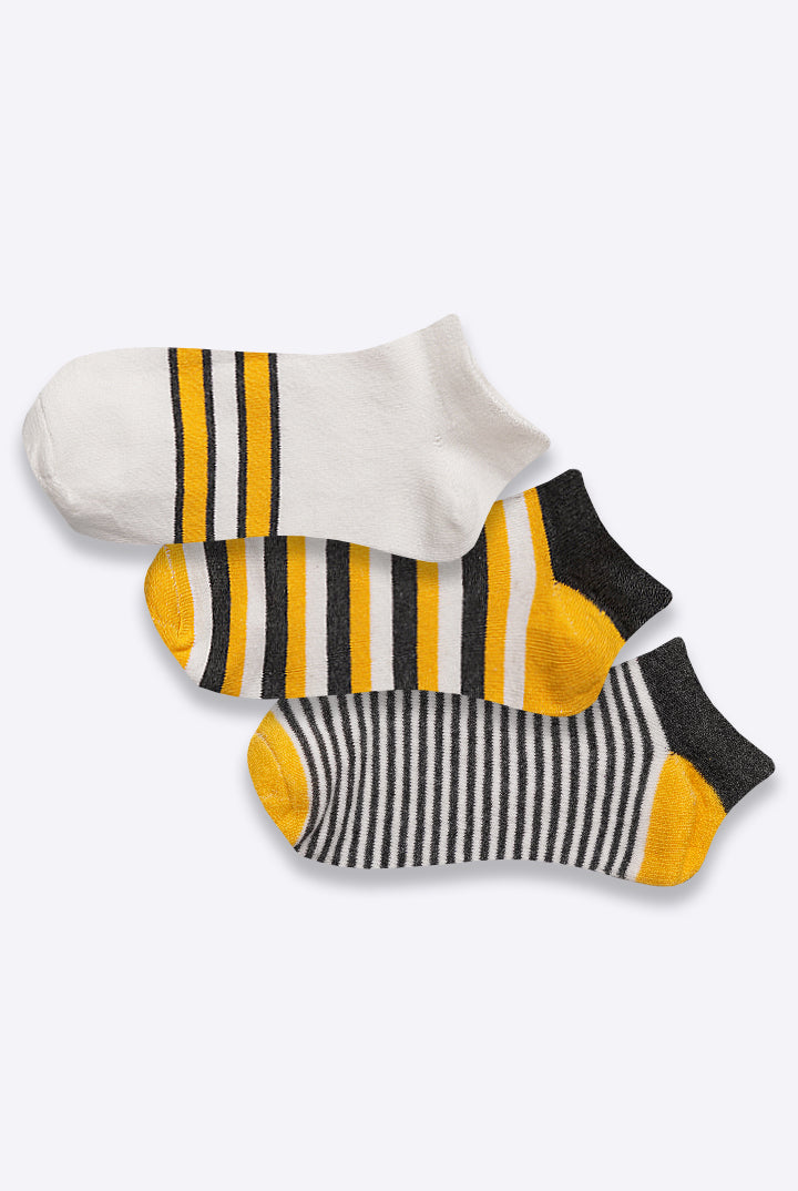 Striped Ankle Socks - Pack of 3 - Mendeez