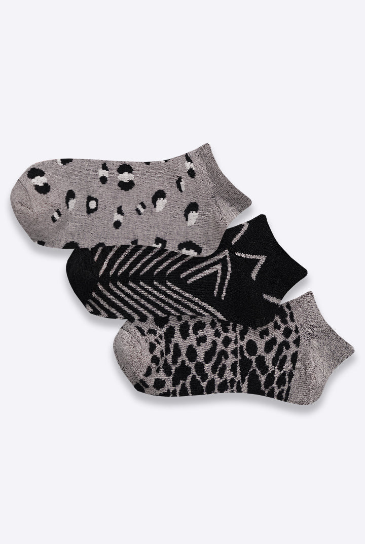 Monochrome Ankle Socks - Pack of 3 - Mendeez
