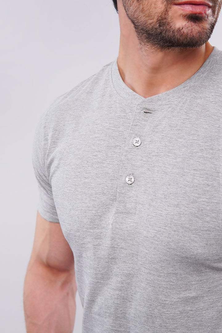Basic Henley - Heather Grey - Mendeez PK