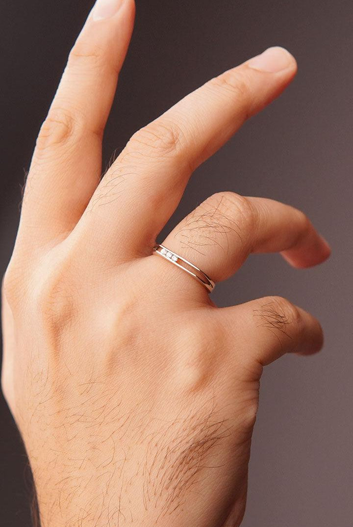 Stone Studded Ring - Silver - Mendeez