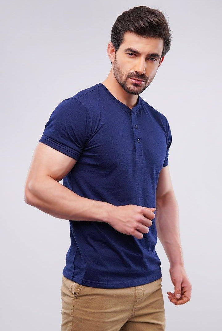 Basic Henley - Navy Blue - Mendeez PK