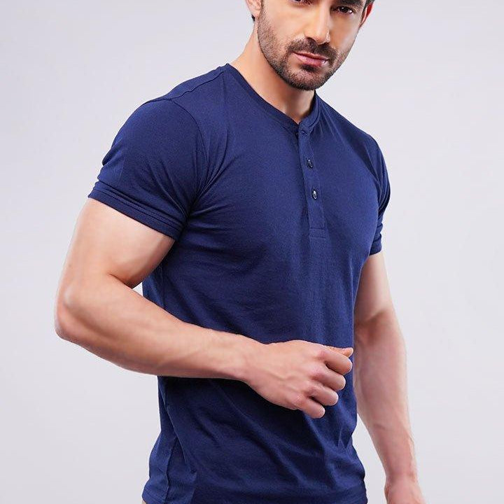 Basic Henley - Navy Blue - Mendeez PK