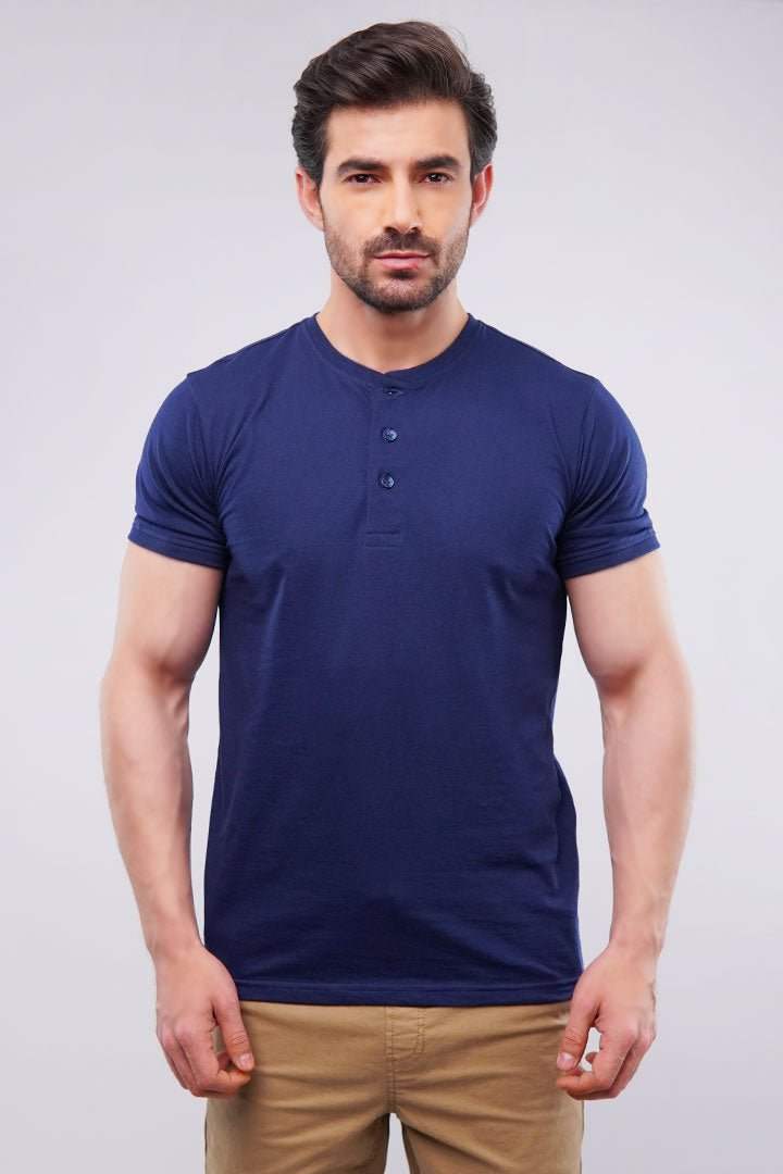 Basic Henley - Navy Blue - Mendeez PK