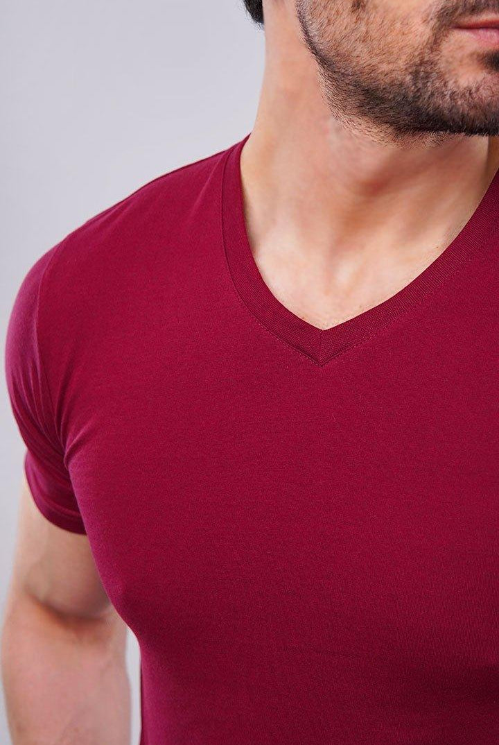 Basic V-Neck - Burgundy - Mendeez PK