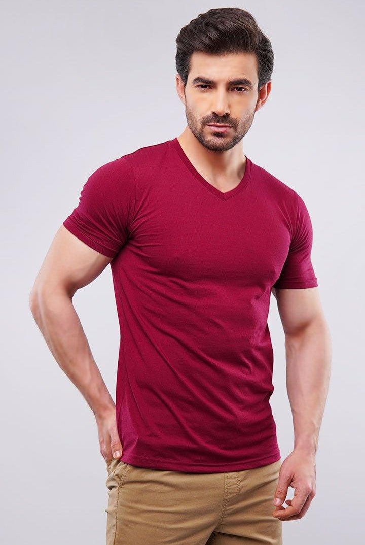 Basic V-Neck - Burgundy - Mendeez PK