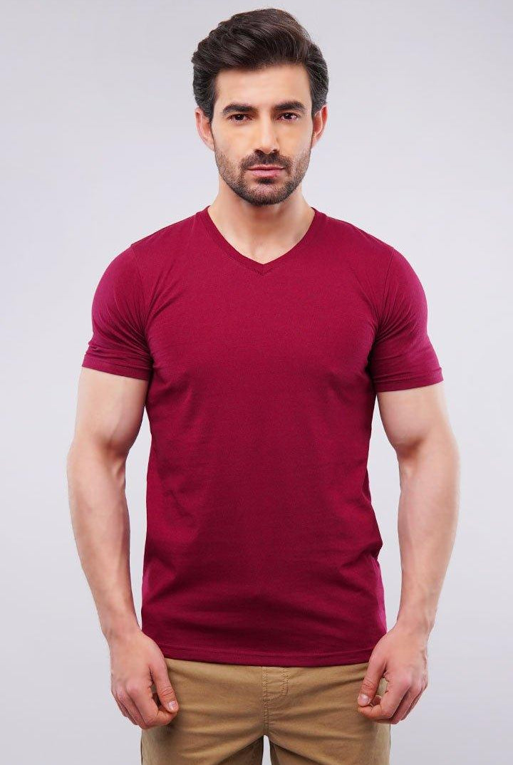 Basic V-Neck - Burgundy - Mendeez PK