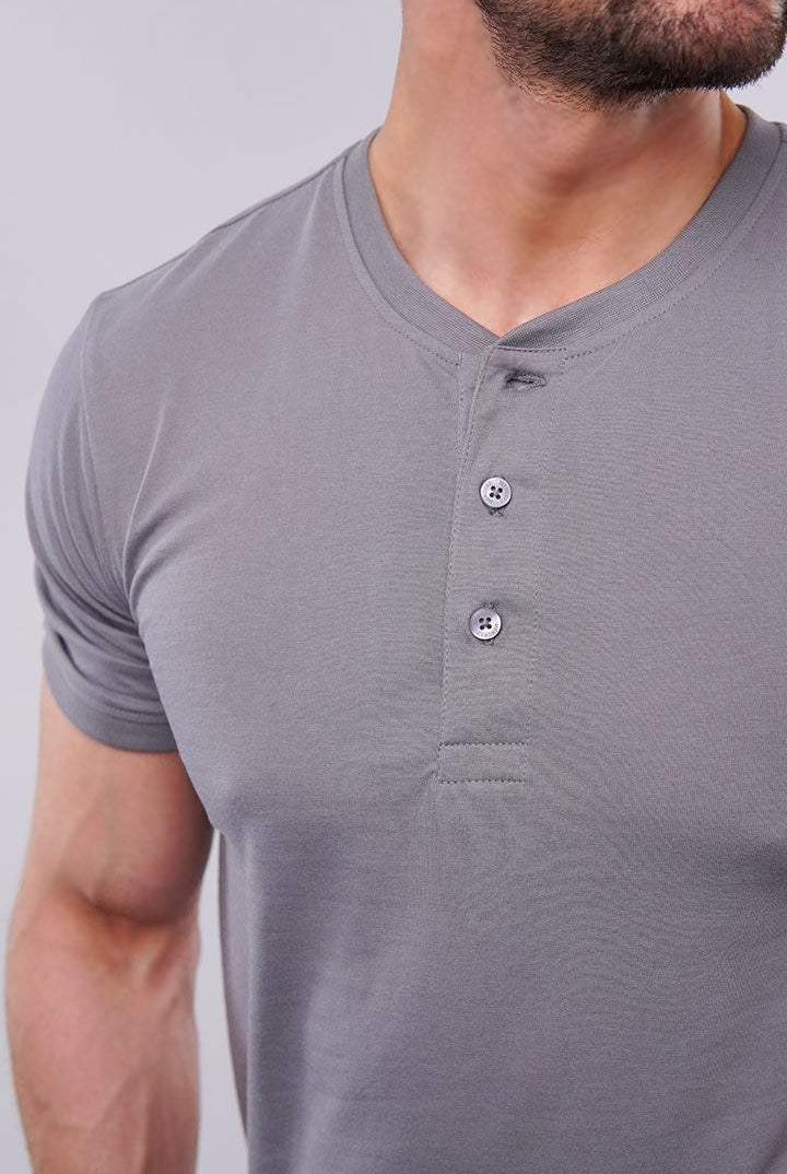 Basic Henley - Dark Grey - Mendeez PK