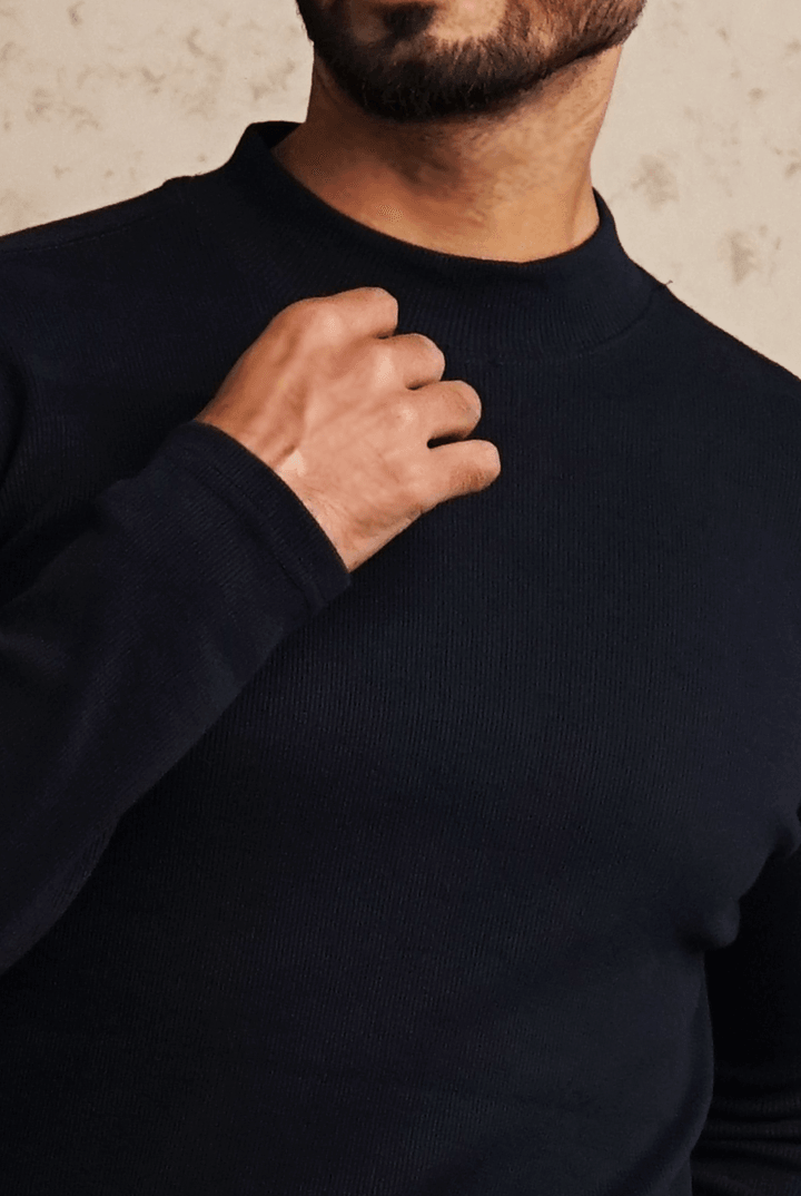 Solid Navy Mockneck Sweatshirt - Mendeez PK