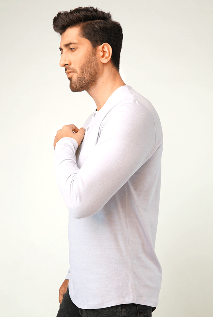 Lavender Full Sleeve Henley T-Shirt - Mendeez PK