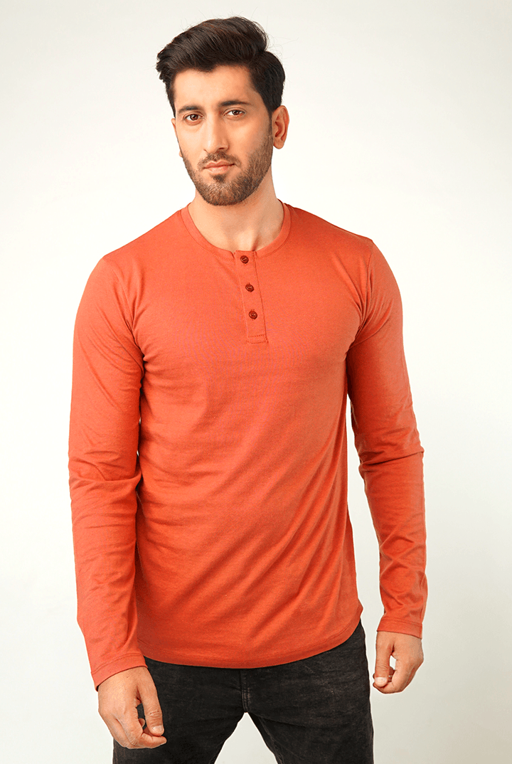 Red Ochre Full Sleeve Henley T-Shirt - Mendeez PK