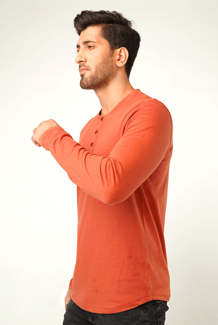 Red Ochre Full Sleeve Henley T-Shirt - Mendeez PK