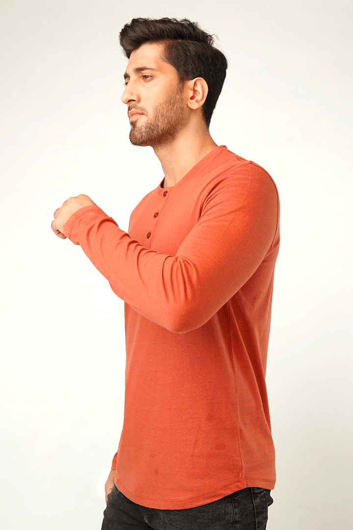Red Ochre Full Sleeve Henley T-Shirt - Mendeez PK