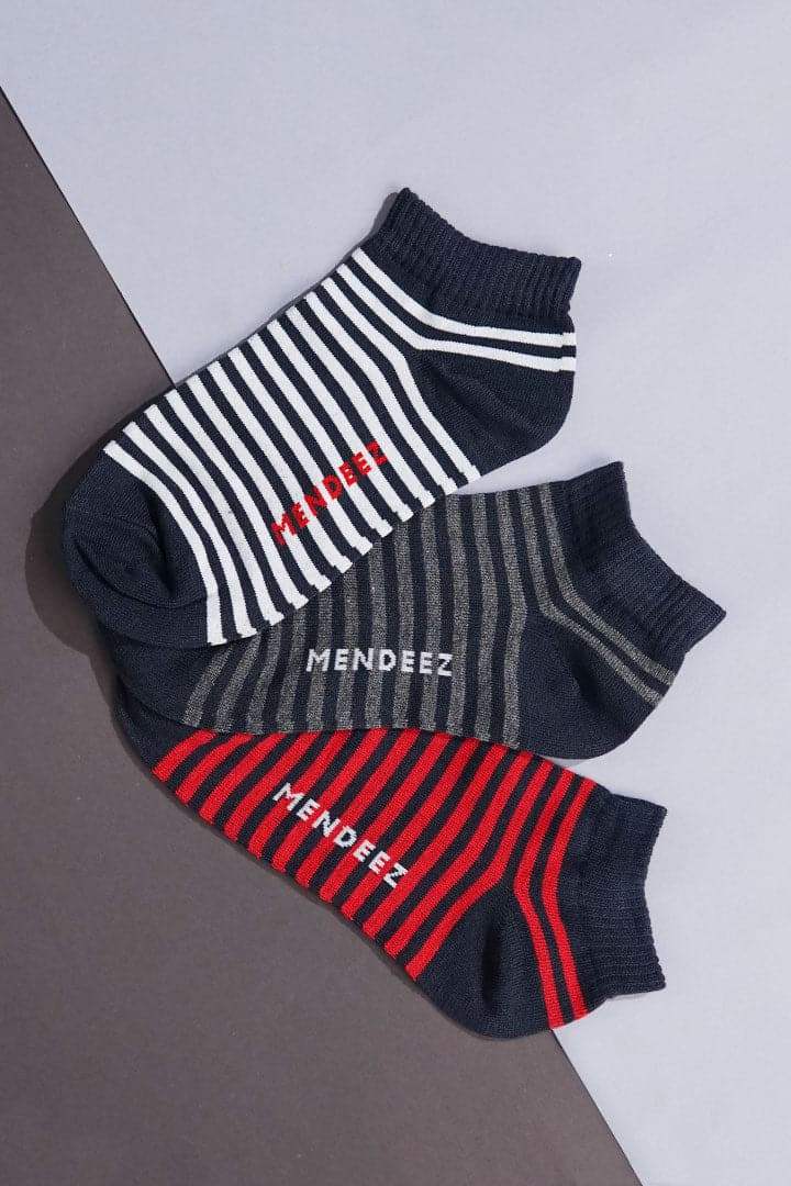 Strippy Ankle Socks - Pack of 3 - Mendeez PK