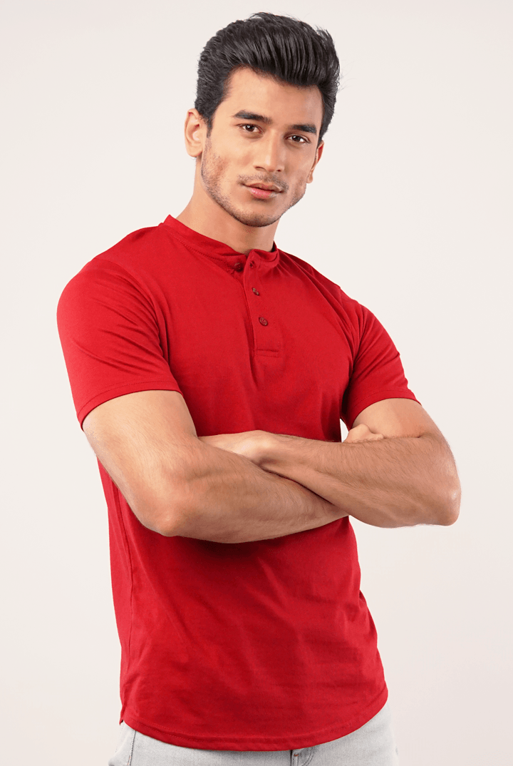 Maroon Half Sleeves Henley Tshirt-MENDEEZ-T-Shirts