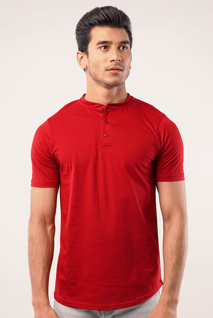 Maroon Half Sleeves Henley Tshirt-MENDEEZ-T-Shirts