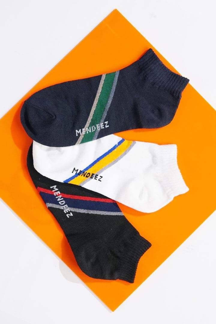 Linear Ankle Socks - Pack of 3 - Mendeez PK