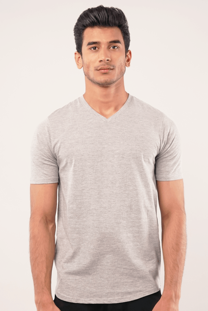 Insipid V-Neck T-Shirt - Heather Grey-MENDEEZ-T-Shirts