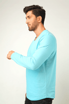 Pale Blue V-Neck Full Sleeve T-Shirt - Mendeez PK