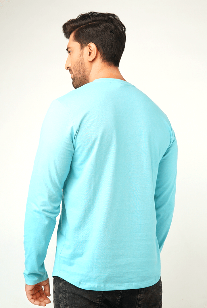 Pale Blue V-Neck Full Sleeve T-Shirt - Mendeez PK