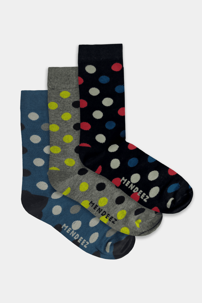 Big Popper Pack of 3 – Printed Crew Socks-MENDEEZ-Socks