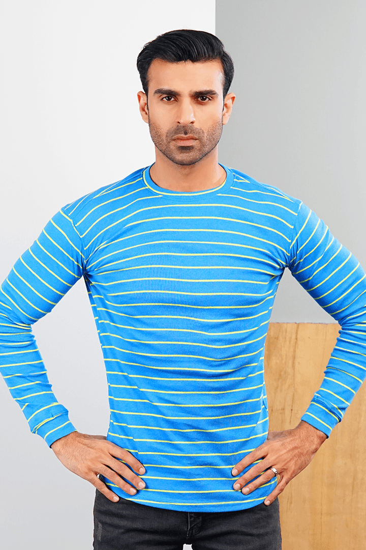 Shades Of Blue Light Ribbed Sweatshirt - Mendeez PK