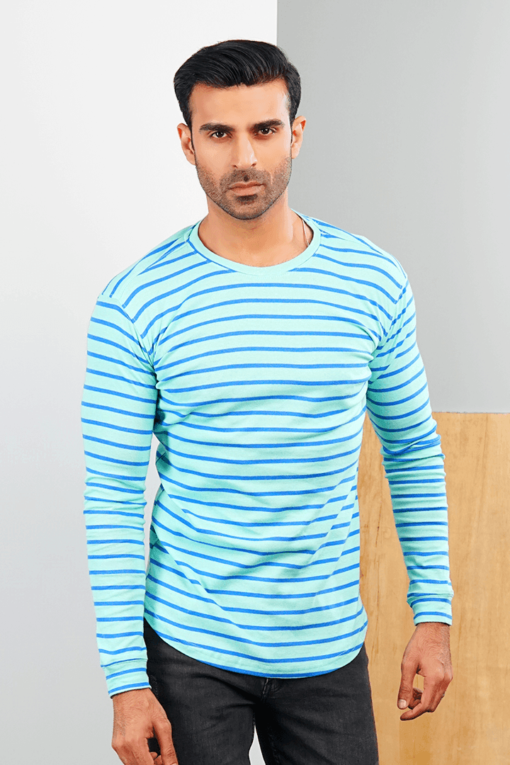 Blues Light Ribbed Sweatshirt-MENDEEZ-Sweatshirts