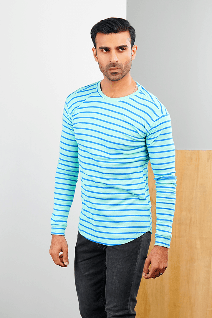 Blues Light Ribbed Sweatshirt-MENDEEZ-Sweatshirts