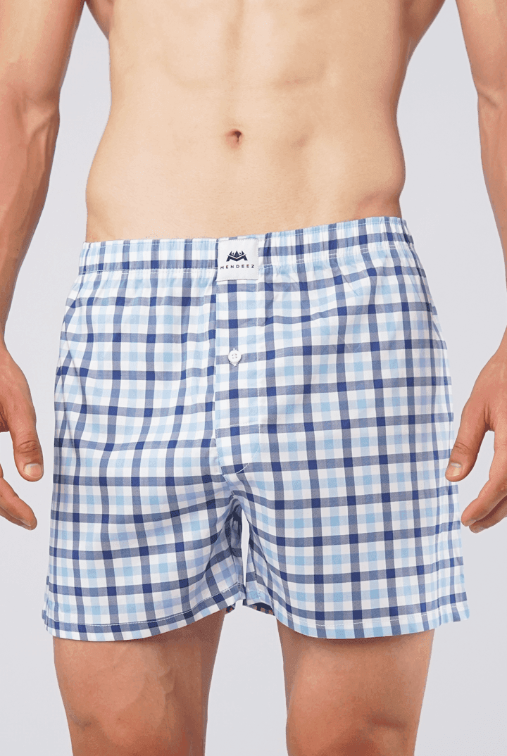 Blues Woven Boxer Shorts-MENDEEZ-Boxers