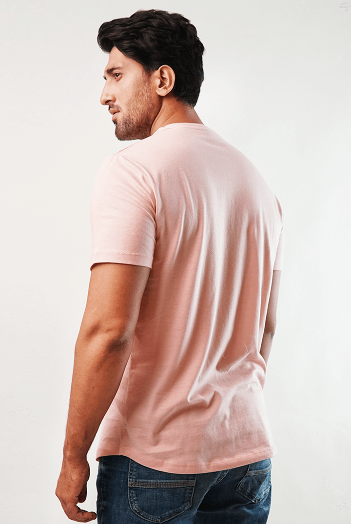 Blush Short Sleeve Henley T-Shirt-MENDEEZ-T-Shirts