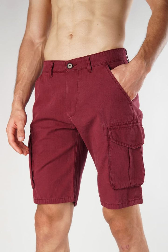 Burgundy Cargo Shorts-MENDEEZ-Shorts
