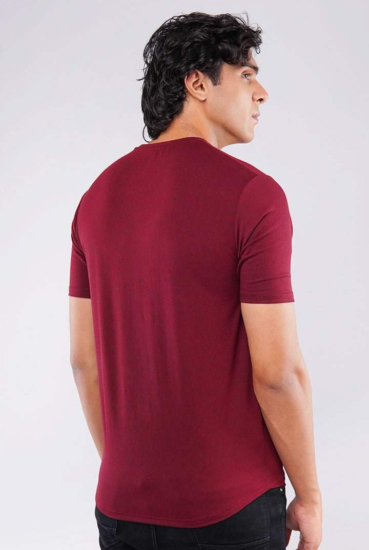 Burgundy Solid Crew Neck T-shirt-MENDEEZ-T-Shirts